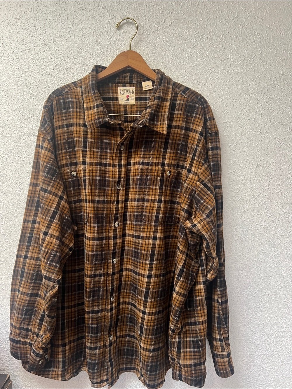 RedHead Men’s Brown and Orange Plaid Button-Down Shirt